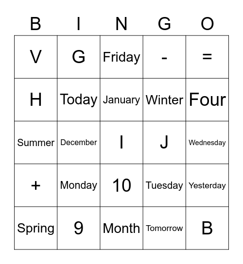 Preliminary review Bingo Card