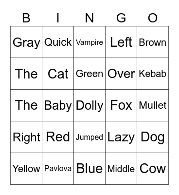 Testo Bingo Card