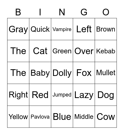 Testo Bingo Card