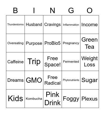Plexus Bingo Event 10/7 Bingo Card