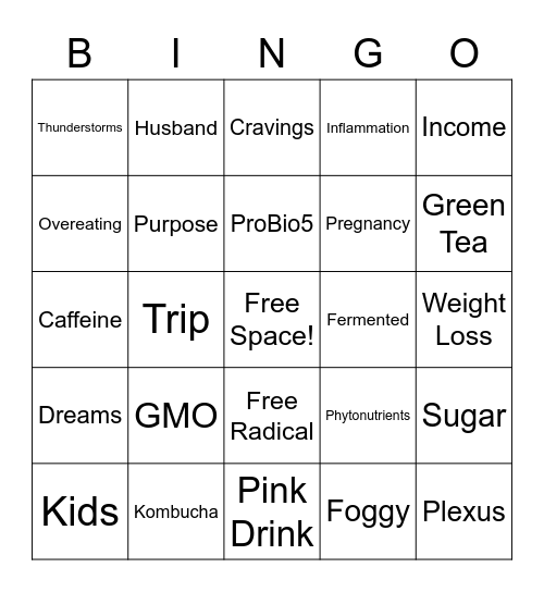 Plexus Bingo Event 10/7 Bingo Card