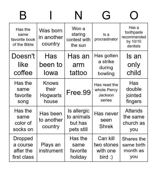 Frosh Connosh: This person... Bingo Card