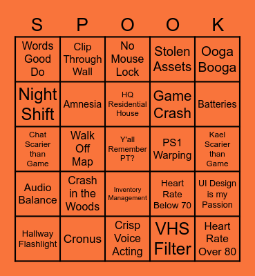 Spookymonth Bingotime Bingo Card