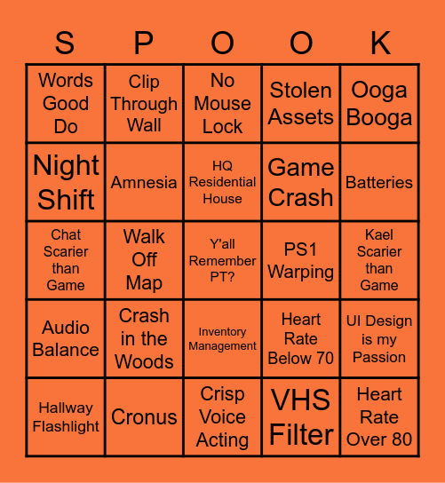 Spookymonth Bingotime Bingo Card