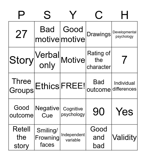 Nelson Study Bingo Card