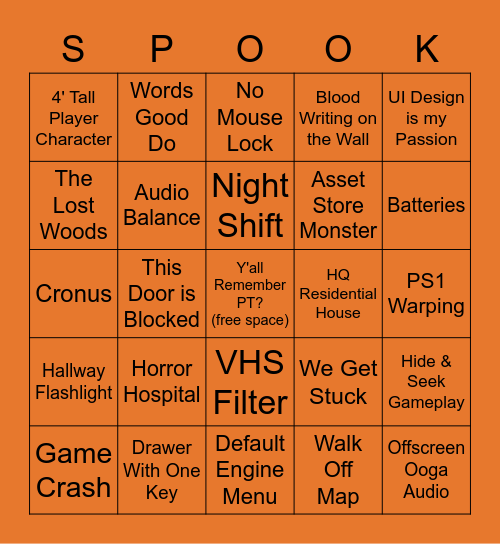 Spookymonth Bingotime Bingo Card