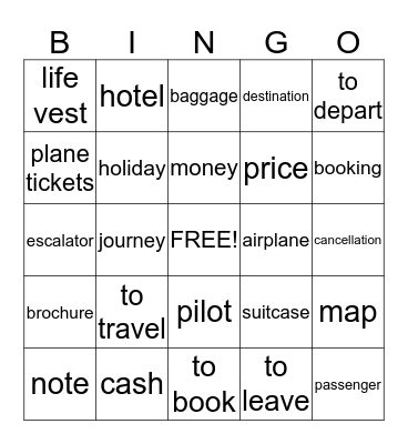 Travel time Bingo Card