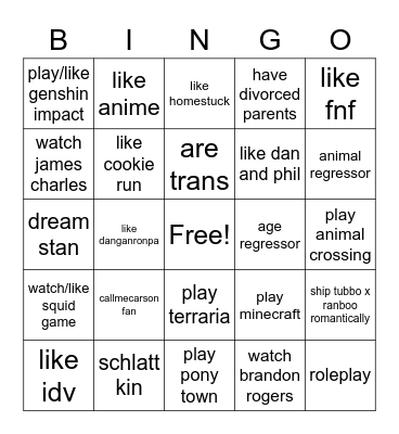 PISSBOY BINGO Card