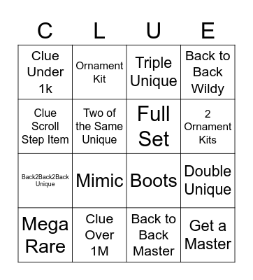 Clueapalooza Bingo Card