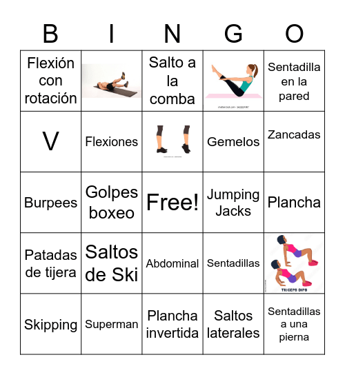 El bingo de la Condición Física Bingo Card