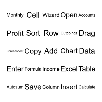 Excel Bingo Card