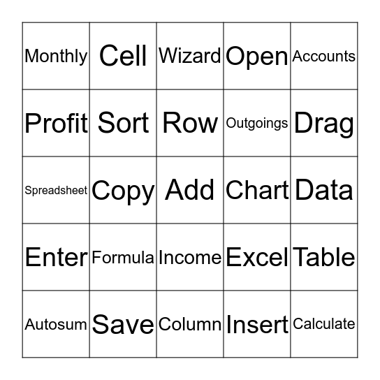 Excel Bingo Card