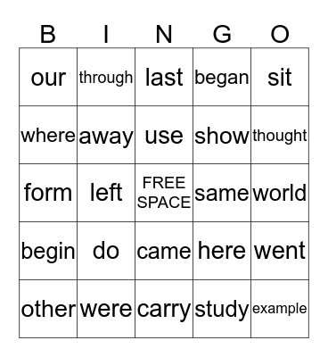 Bradley Bingo Card