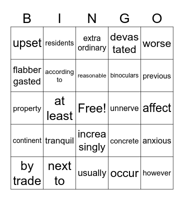 vocabulary vmbo3-4 Bingo Card