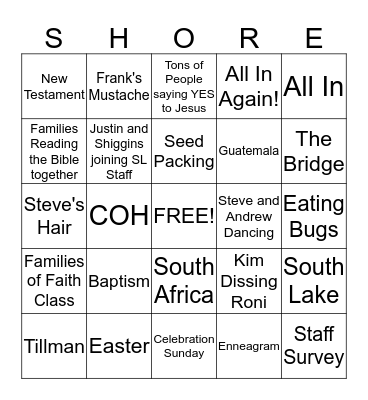 Willow North Shore Bingo Card