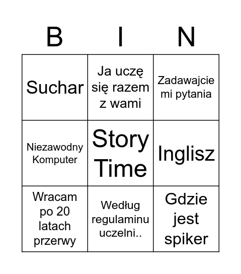 Tadeusz Wingo Bingo Card