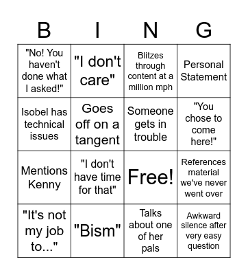 Busy Izzy Bingo!!! :D Bingo Card