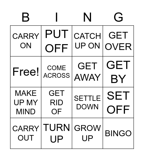 UNIT 1 Bingo Card