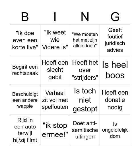 Wappie Bingo Card