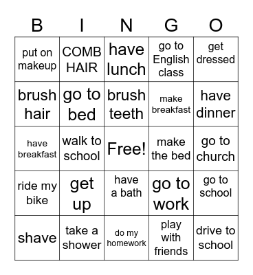 DAILY ROUTINES Bingo Card