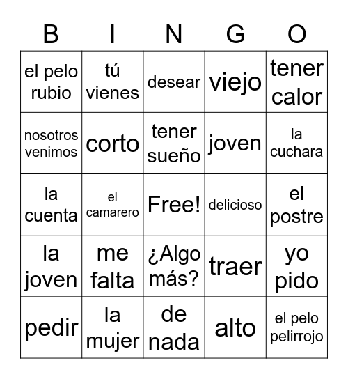 L1_CH5B_Vocabulary Bingo Card