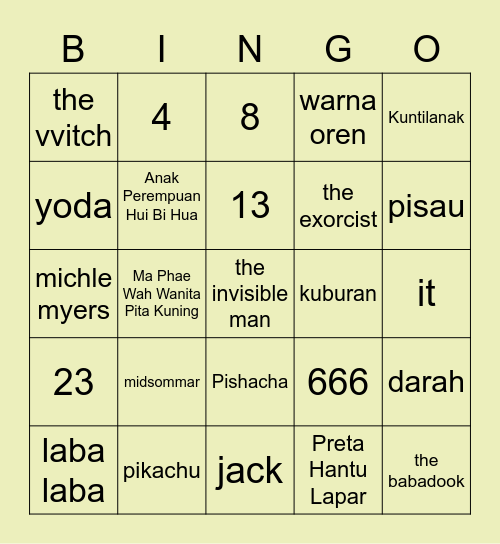 SOHEE Bingo Card