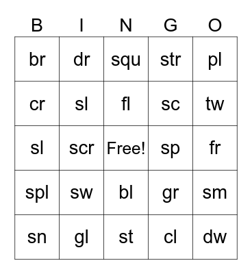 Blends Bingo Card