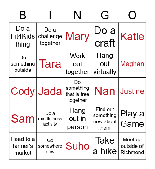 Coworker Bingo Card