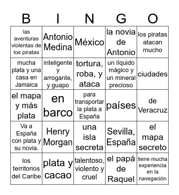 Piratas 1 Bingo Card