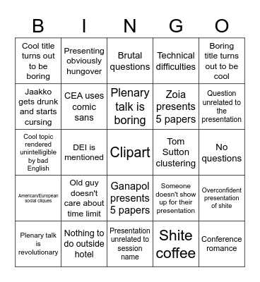 Nuclear conference bingo Card
