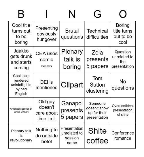 Nuclear conference bingo Card