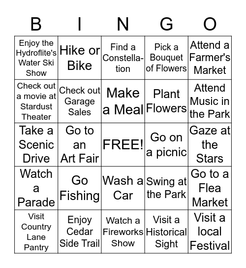 Kinship Match Summer Bingo Card