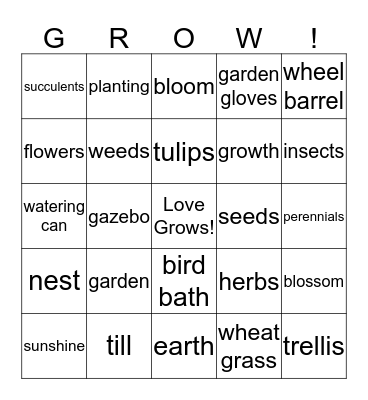 Love Grows! Bingo Card