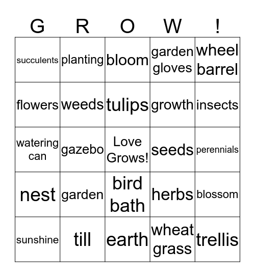 Love Grows! Bingo Card