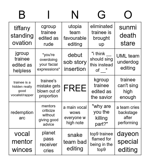 gp999 ep. 10 Bingo Card