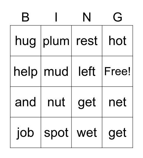 Grade 2 Spelling Words Bingo Card