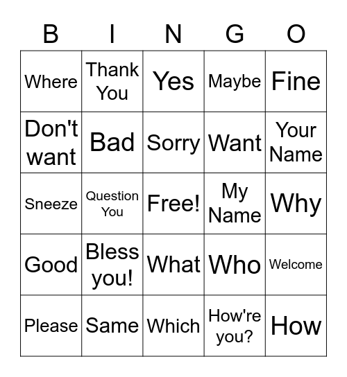 Week 1 - 4 Signs Bingo Card