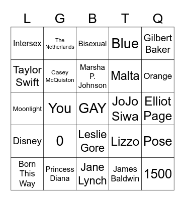 GSA Bingo Card