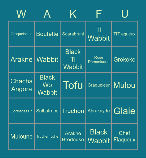 (Joueur Round#?) Monstres Wakfu Bingo Card