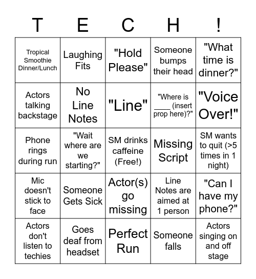 Tech Week Bingo Card