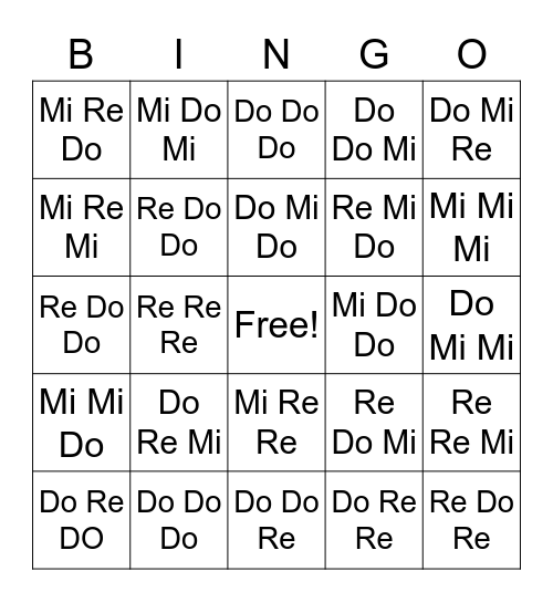 Do-Re-Mi Bing0 Bingo Card