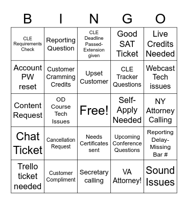 LL Bingo Card