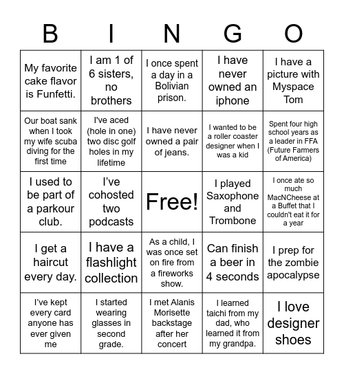 Brilliant Bingo Card