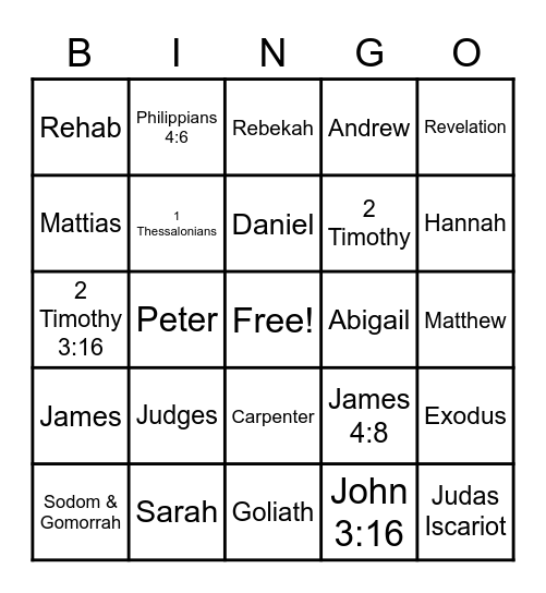 Bible Bingo Card