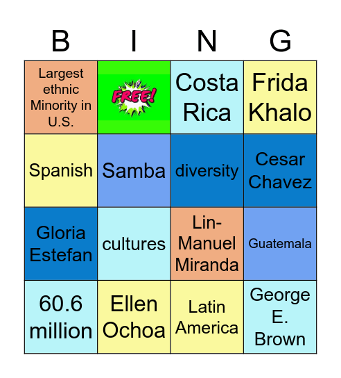 Hispanic Heritage Month Bingo! Bingo Card