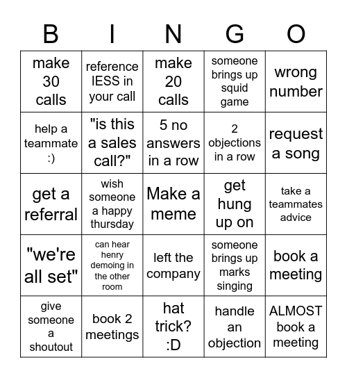 POWER HOUR BINGO Card