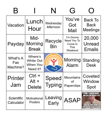 Just Another Day At Work 2021 United Way Fundraiser Bingo Card