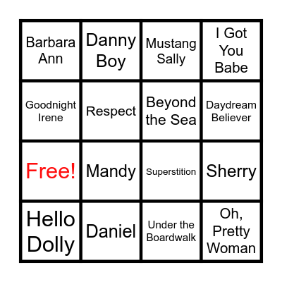 Oldies Hits 2 Bingo Card