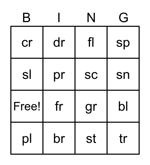 BLENDS Bingo Card