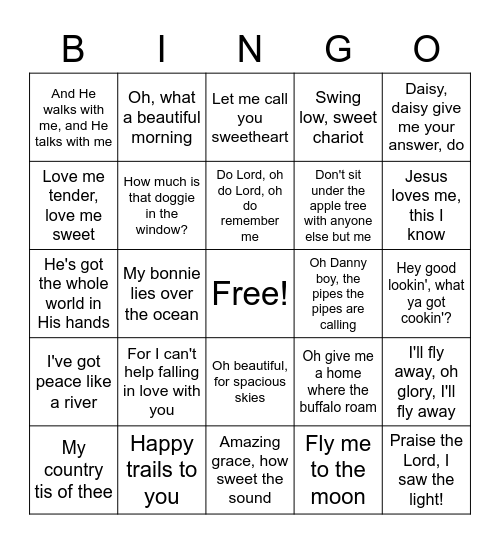 Music BINGO #1 Bingo Card